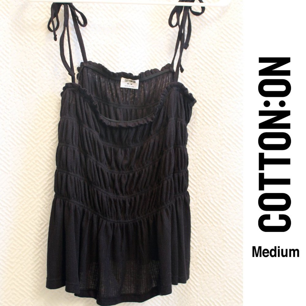 Black Baby Doll Tie Strap Cami - BRAND NEW - Med.